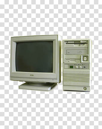 AESTHETIC GRUNGE, white CRT computer monitor and white tower transparent background PNG clipart