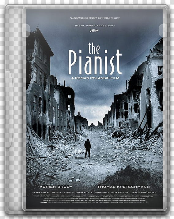 DVD movies icon, the pianist, The Pianist movie case transparent background PNG clipart