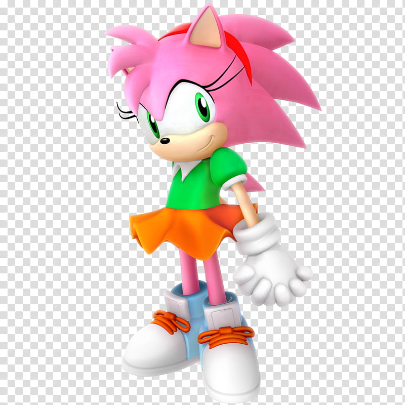 Amy Rose Classic Outfit Render, pink Sonic character transparent background PNG clipart