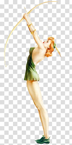  pin up girls , woman using longbow transparent background PNG clipart