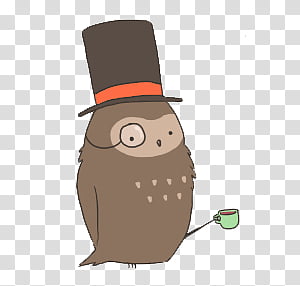 02, brown owl wearing hat illustration transparent background PNG clipart thumbnail