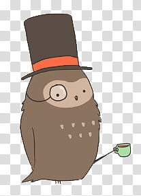 , brown owl wearing hat illustration transparent background PNG clipart
