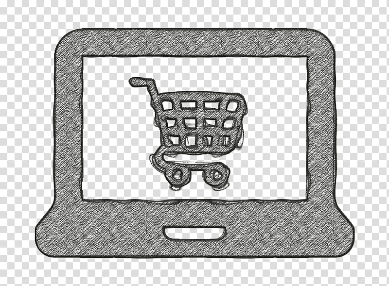 computer icon Ecommerce icon Laptop icon, Cart, Cartoon, Shopping Cart, Vehicle, Technology, Automotive Tire, Line Art transparent background PNG clipart