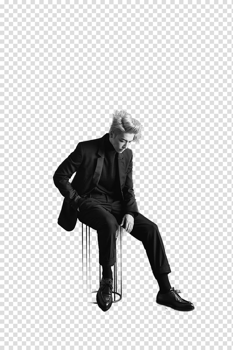 SUPER JUNIOR PLAY, male South Korean singer sits on stool transparent background PNG clipart