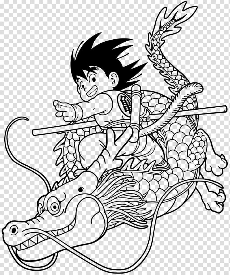 Dragon Ball, Kid Goku , Dragon Box, lineart transparent background PNG clipart