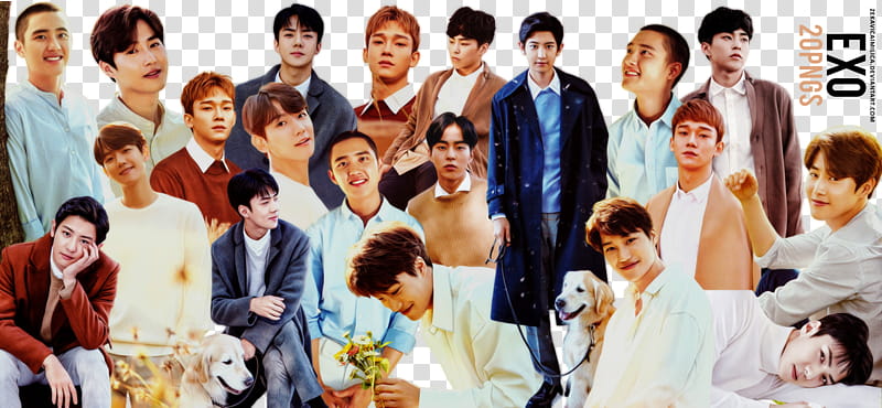 EXO Nature Republic, EXO members poster transparent background PNG clipart