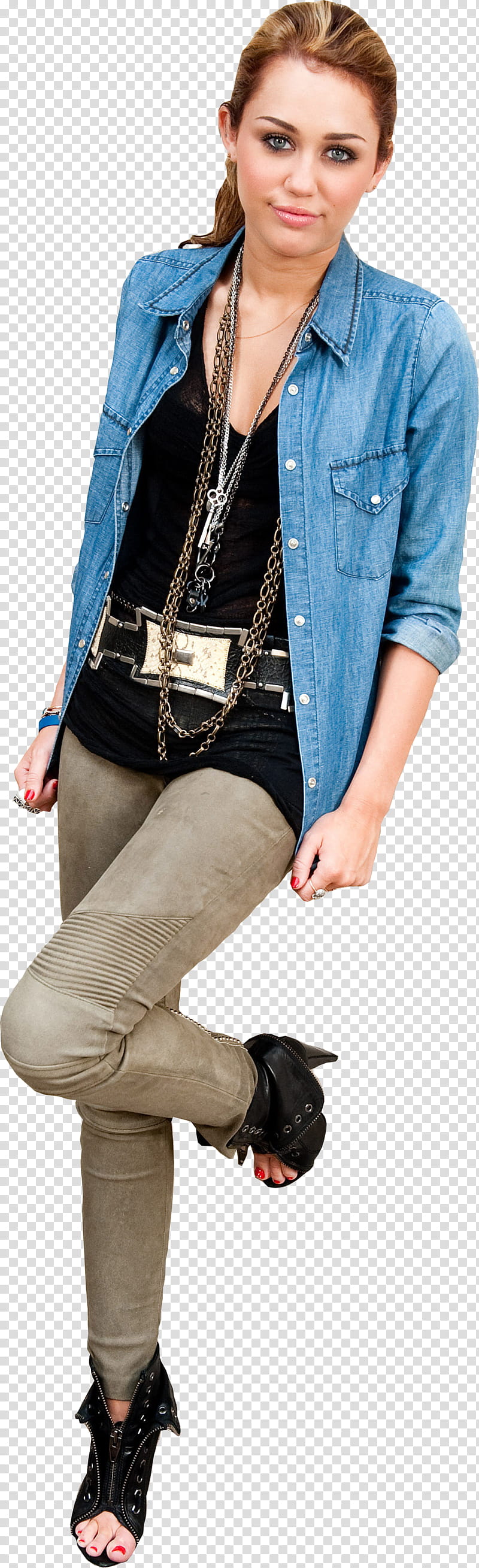 x Miley Cyrus s, woman wearing blue jacket transparent background PNG clipart