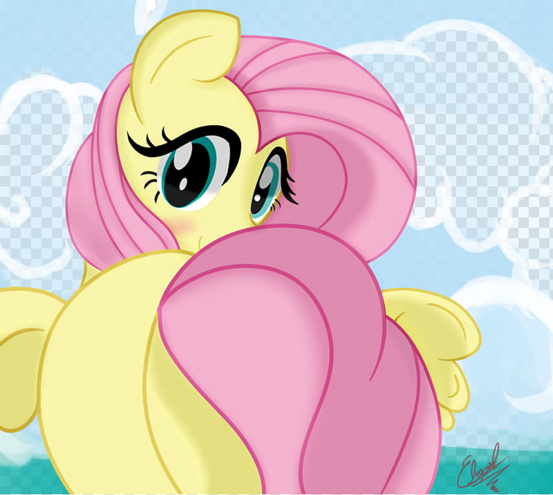 Fluttershy butt, pink and yellow My Little Pony character illustration transparent background PNG clipart