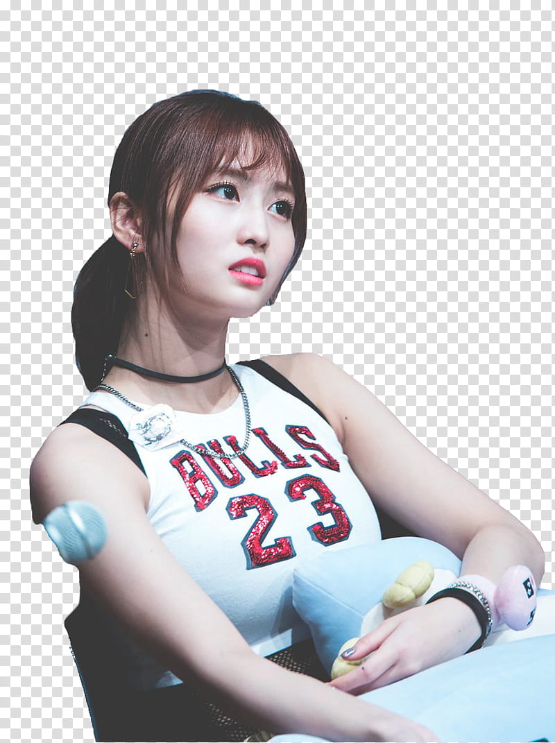RENDER TWICE MOMO  s, woman in white Chicago Bulls  jersey shirt transparent background PNG clipart