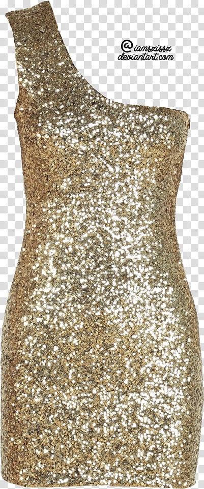 Glitter sequined prom dresses , women's gold one-shoulder dress transparent background PNG clipart