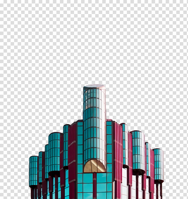 skyscraper turquoise human settlement tower block architecture, City, Skyline transparent background PNG clipart