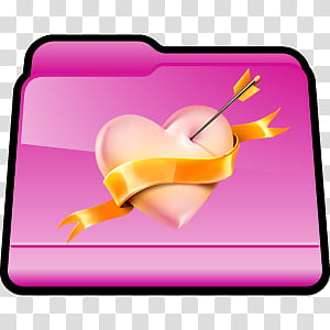 De Iconos Y s, cosas del corazon_LAdy Pink, arrow-pierced heart folder icon transparent background PNG clipart