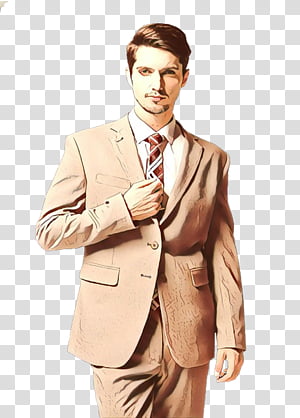 suit clothing gentleman formal wear outerwear,  Cartoon, Male, Beige, Blazer, Standing, Tuxedo transparent background PNG clipart thumbnail
