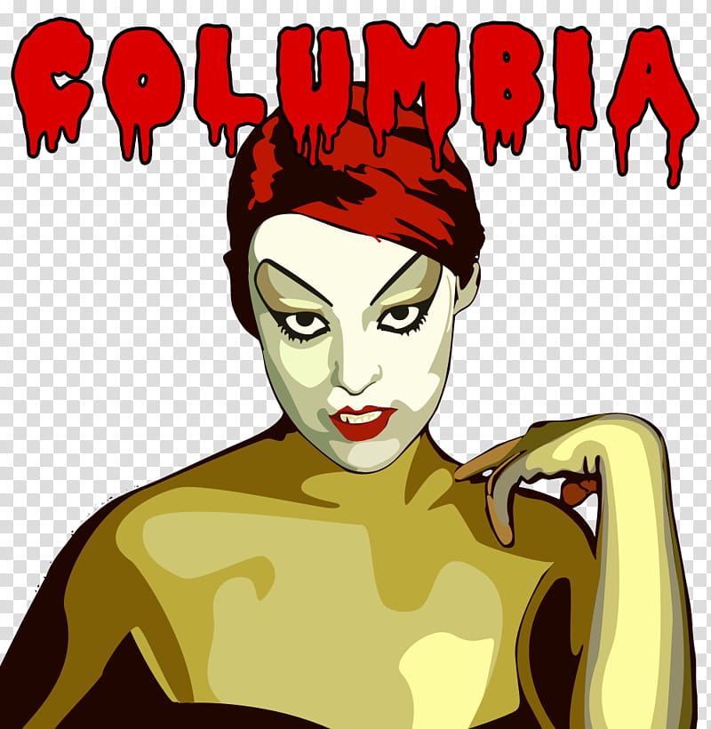Columbia Rocky Horror, woman's face illustration with text overlay transparent background PNG clipart