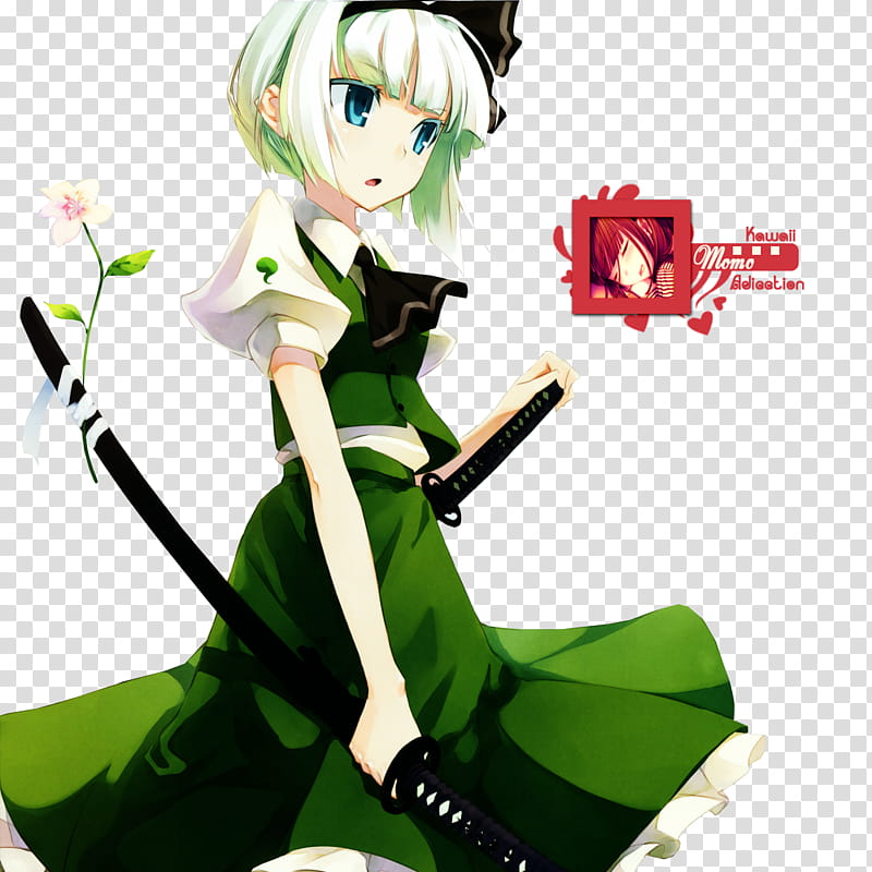 Renders N, green dressed female anime character transparent background PNG clipart