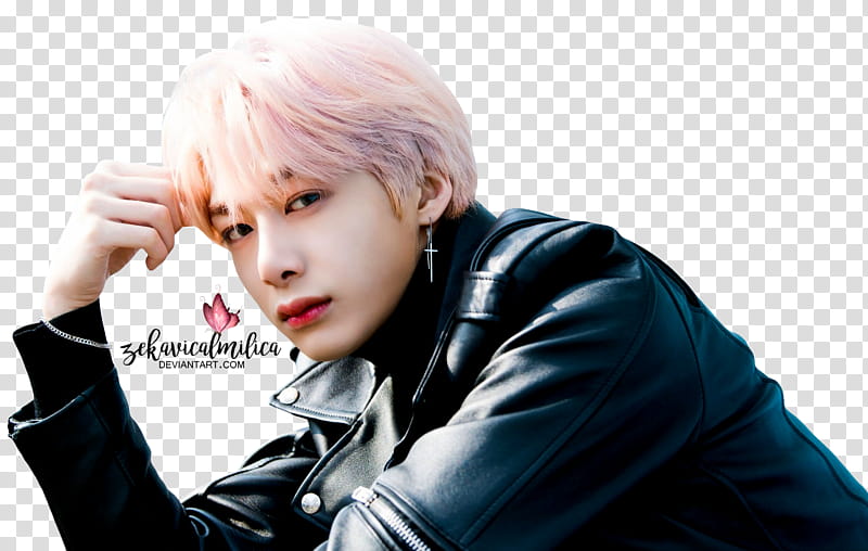 Monsta X Hyungwon Jealousy x Naver, man wearing black leather jacket putting hand on forehead transparent background PNG clipart