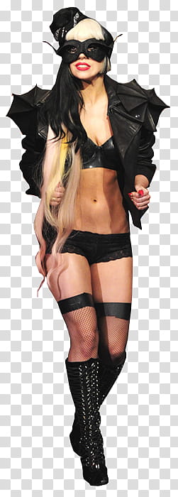 de Lady Gaga , Lady Gaga wearing black jacket with mask walking transparent background PNG clipart