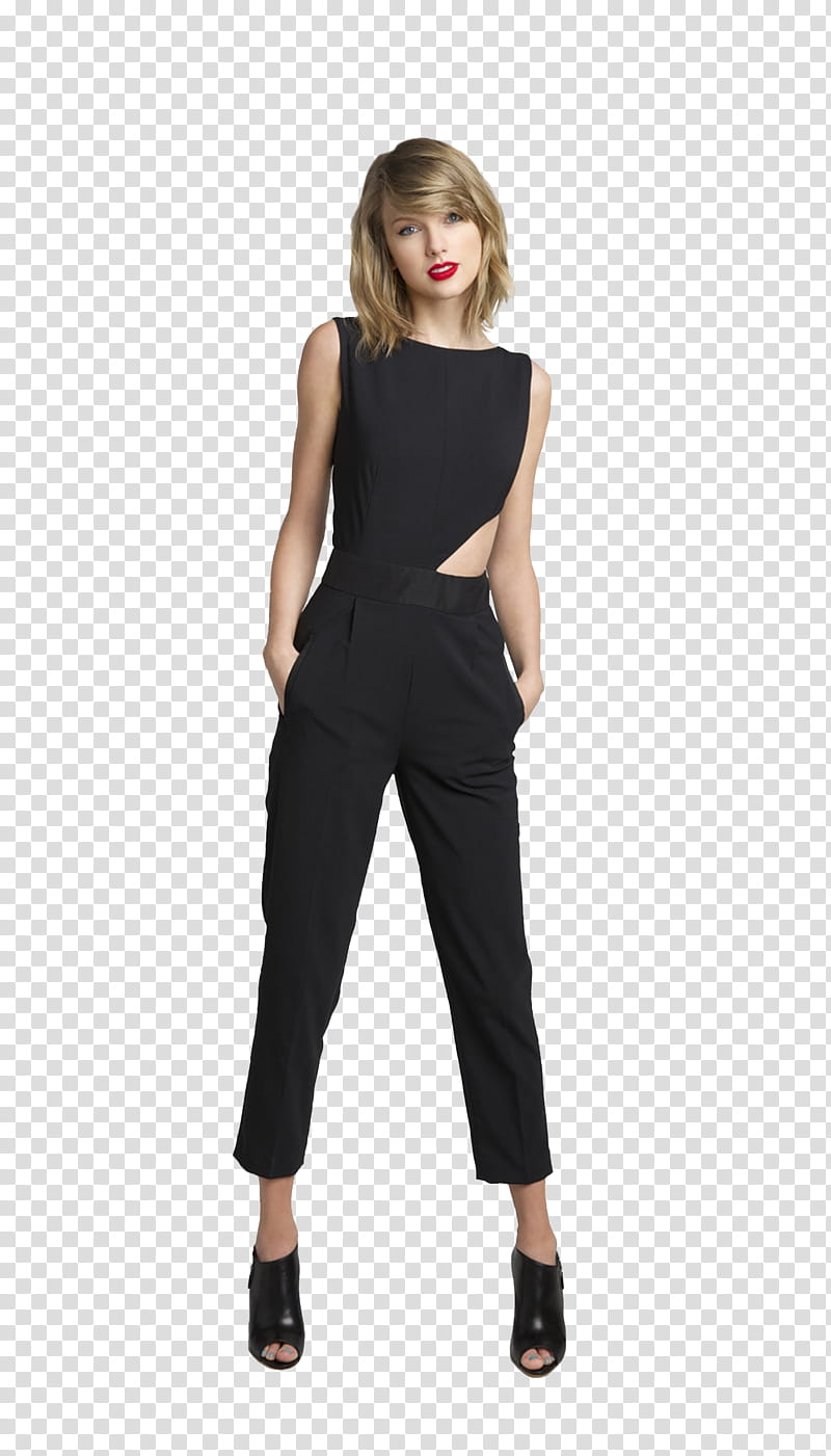 Taylor Swift , woman standing while wearing black sleeveless top transparent background PNG clipart