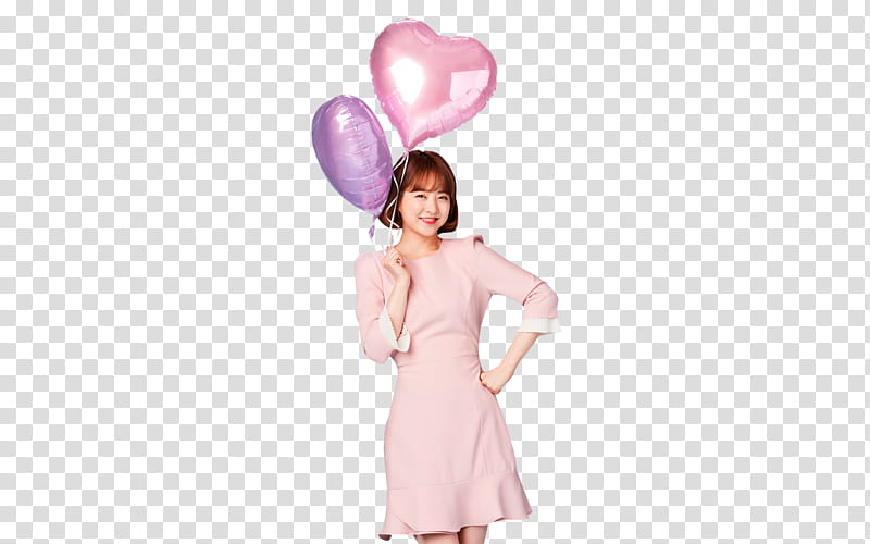 PARK BO YOUNG, woman in pink dress with heart balloon transparent background PNG clipart