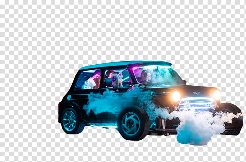 BLACKPINK, smoking black Mini cooper transparent background PNG clipart