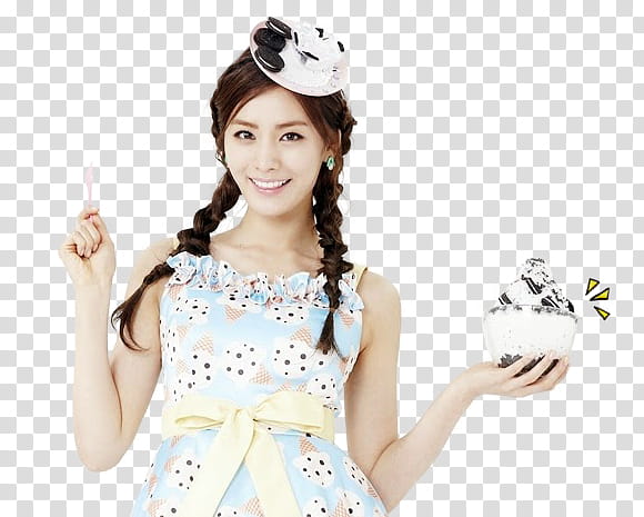 ORANGE CARAMEL WITH  S ABING ABING, woman holding glass bowl transparent background PNG clipart