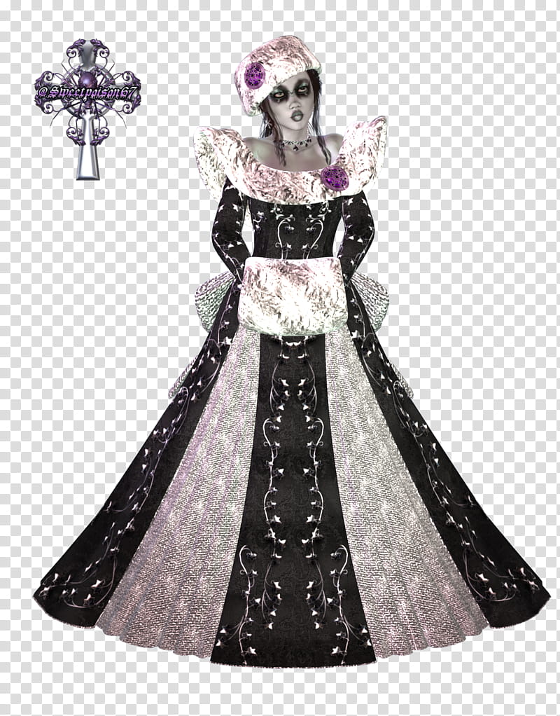 dark snow bright , woman wearing black, white, and pink long-sleeved dress transparent background PNG clipart