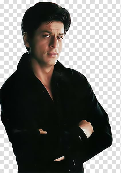 Shahrukh Khan in black collared long-sleeved shirt transparent background PNG clipart