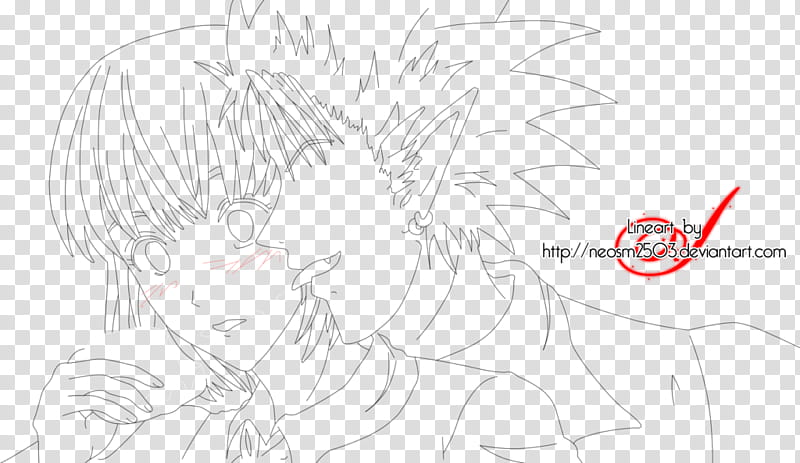 Eyeshield , Hiruma x Mamori [Lineart] transparent background PNG clipart