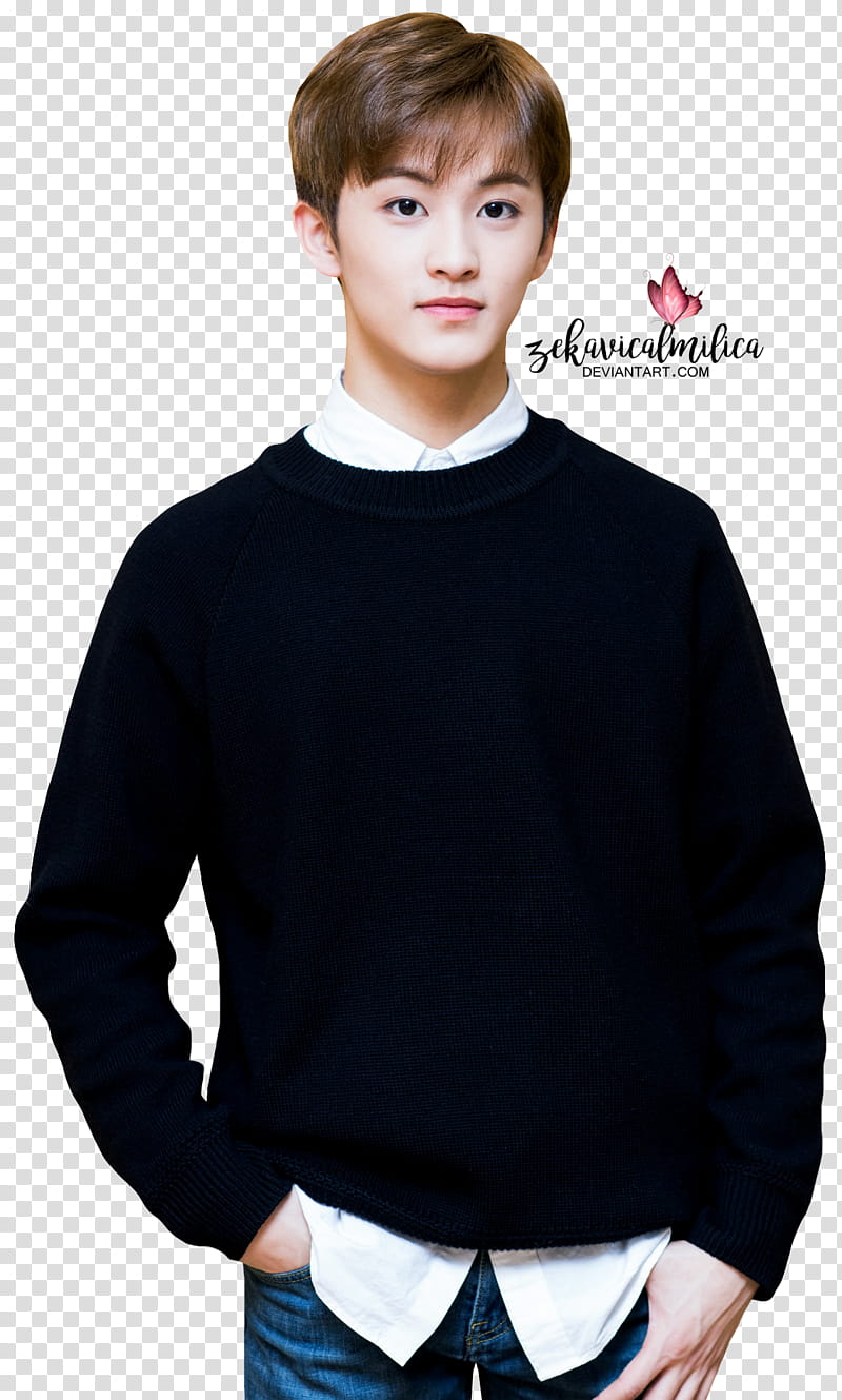 NCT Mark Sweet Valentine Day, man wearing black sweatshirt transparent background PNG clipart