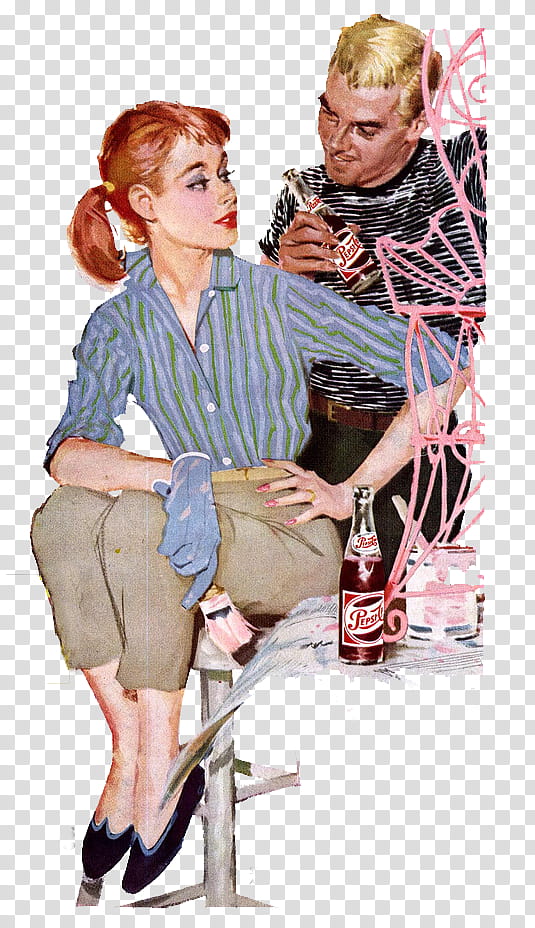 Cool Girls, woman sitting beside man and Pepsi Cola illustration transparent background PNG clipart
