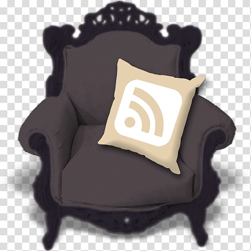 RSS icons, rss_incubo, black and brown sofa chair and brown wifi print throw pillow transparent background PNG clipart