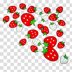 cute things, red and white strawberries illustration transparent background PNG clipart