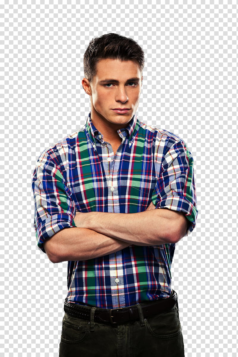 man wearing green and blue plaid sport shirt transparent background PNG clipart