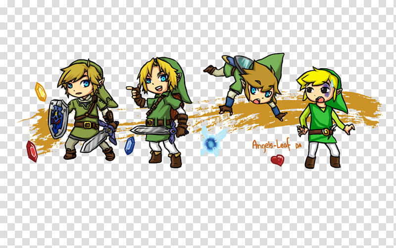 Legend Of Zelda: Chibi Link, four male characters illustration transparent background PNG clipart