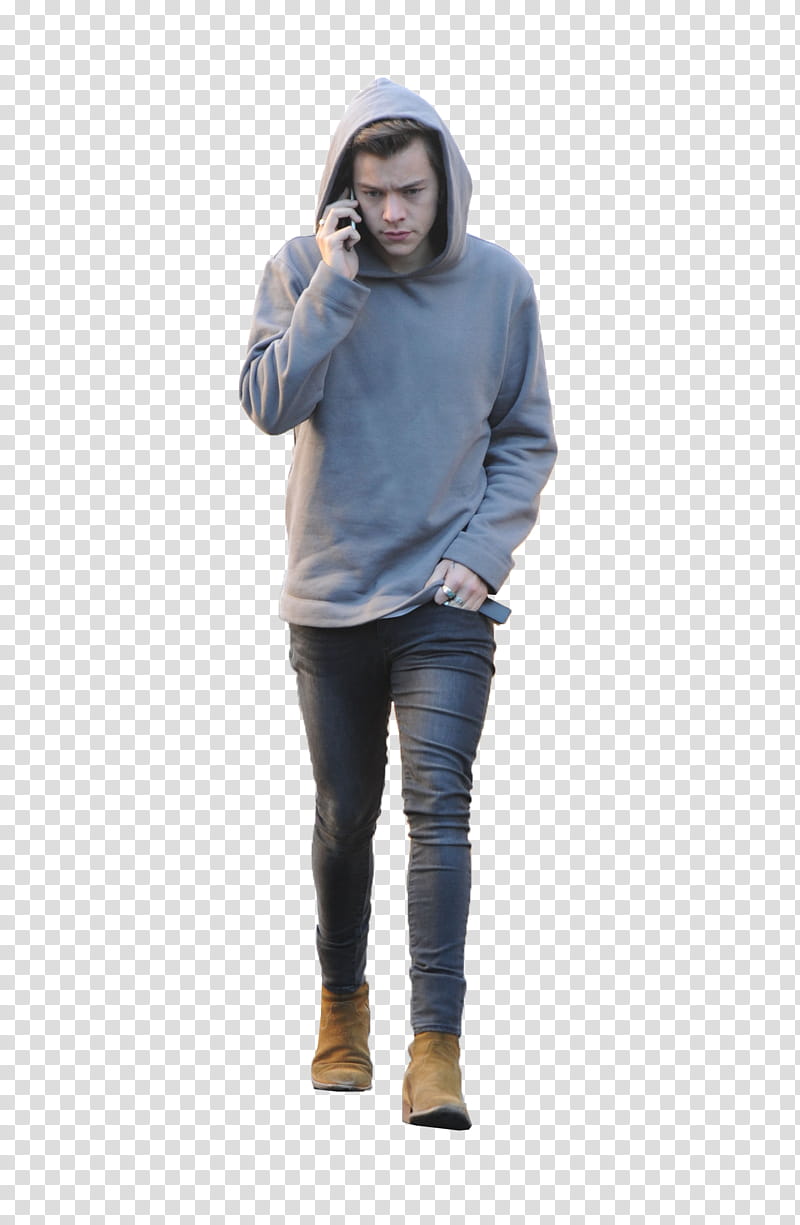 Harry Styles, walking man while using phone transparent background PNG clipart
