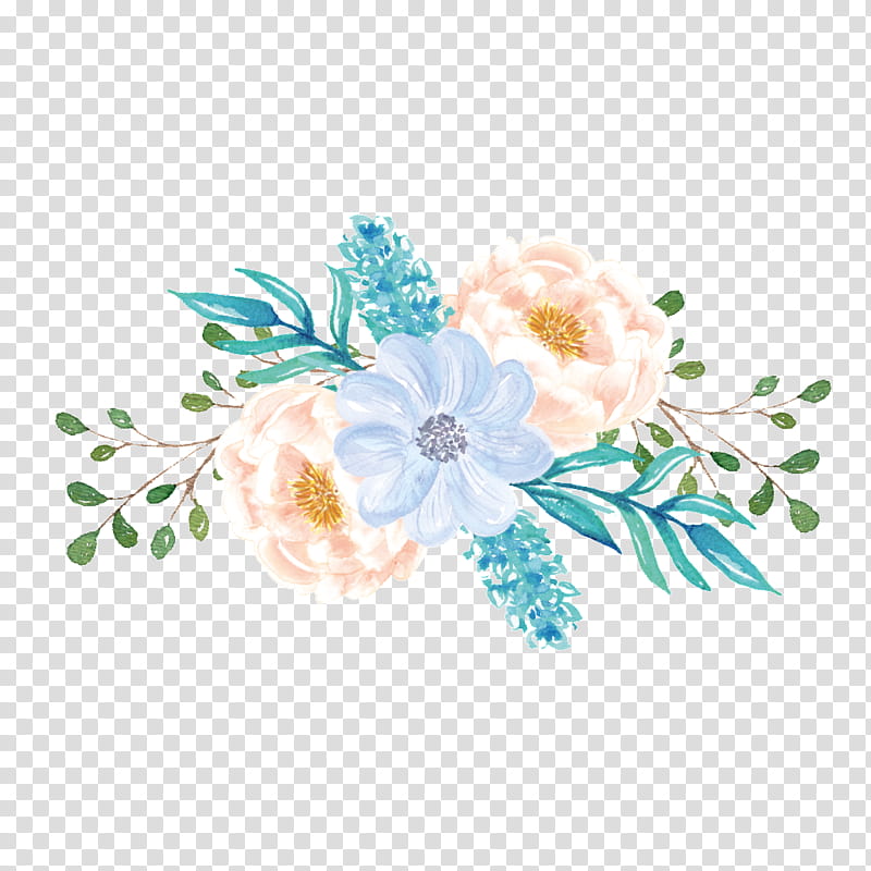 Bouquet Of Flowers Drawing, Blue, Floral Design, Cut Flowers, Watercolor Painting, White, Turquoise, Aqua transparent background PNG clipart