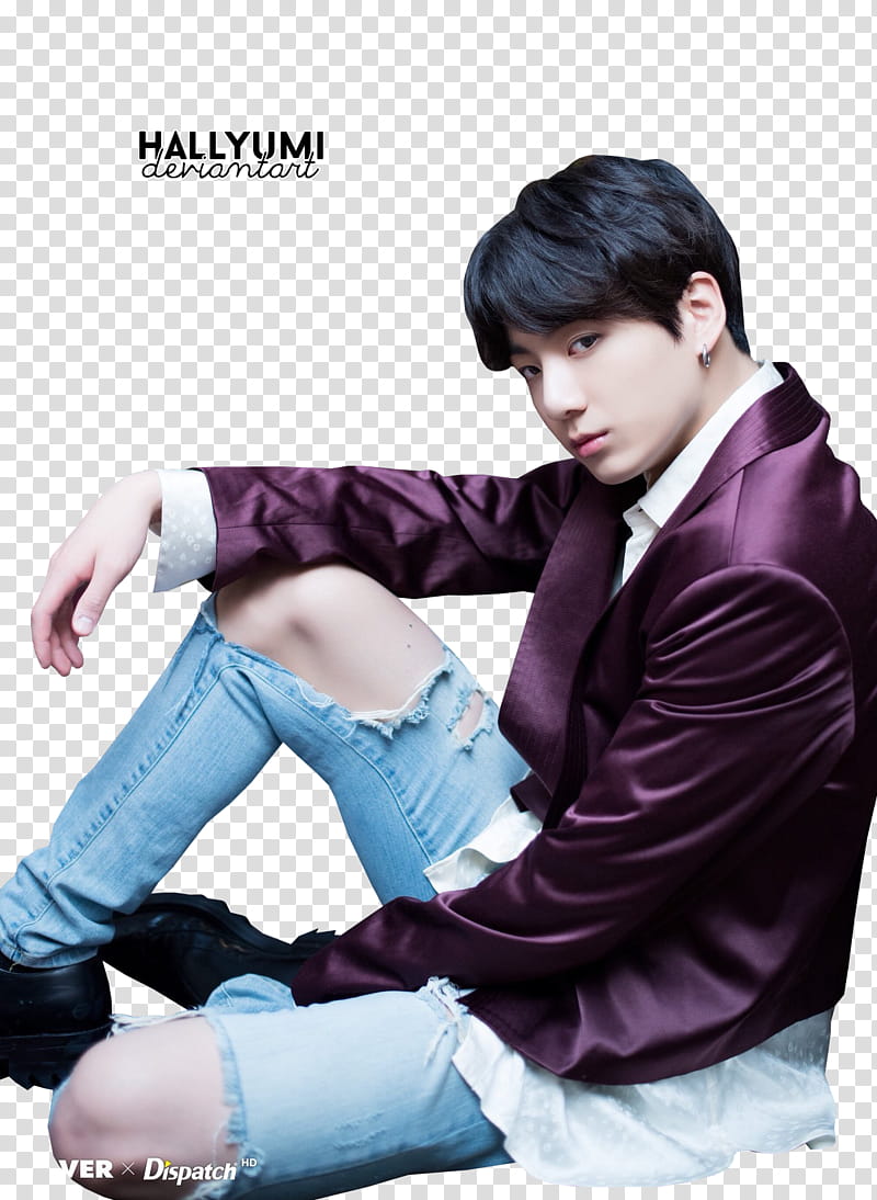 JungKook BBMAs , sitting man wearing purple blazer transparent background PNG clipart