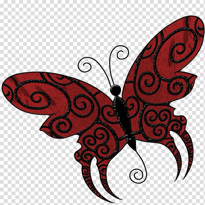 Wonderful Days Scrapkit, red and black butterfly illustration transparent background PNG clipart