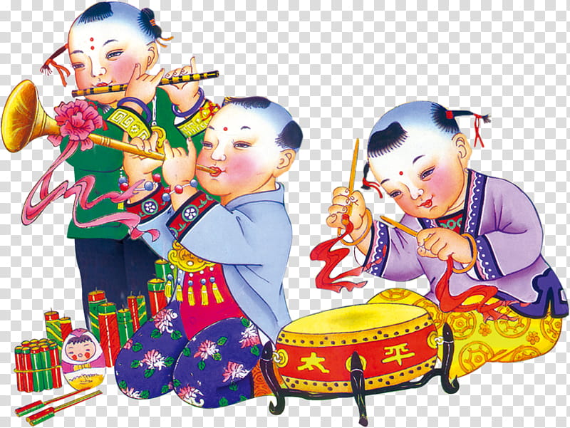 Chinese New Year Fai Chun, Fu, Caishen, Firecracker, Festival, Painting, Zaotang, Spring Cleaning transparent background PNG clipart
