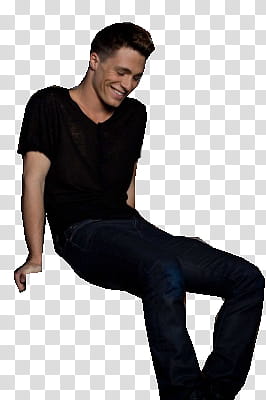 Colton Haynes, man in sitting gesture transparent background PNG clipart