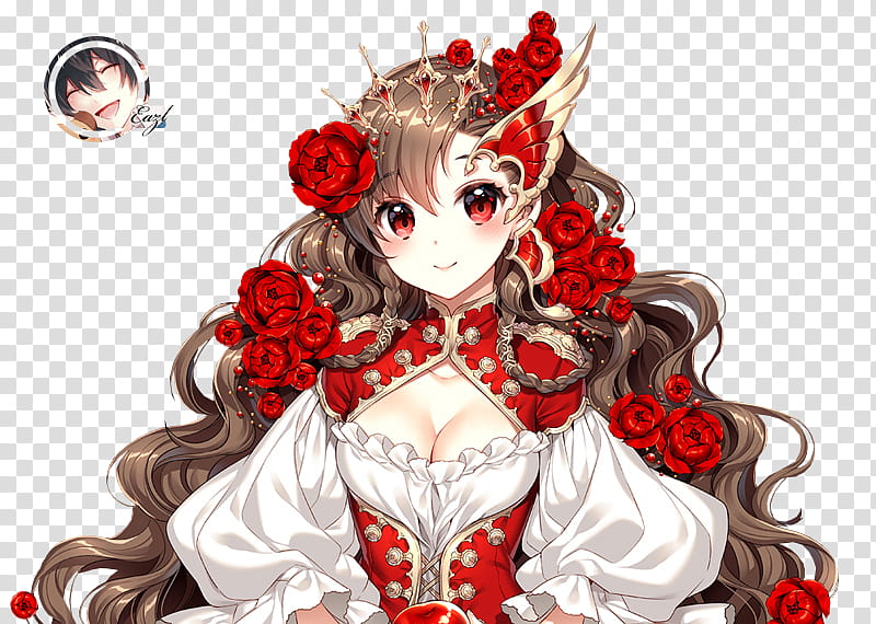 [Render] Original (Nardack), female anime character wearing red and white dress transparent background PNG clipart