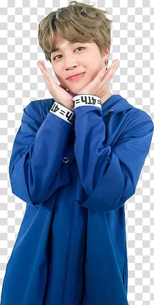 Jimin , man doing hand sign while smiling transparent background PNG clipart