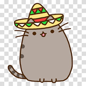 Pusheen cat with Mexican hat transparent background PNG clipart