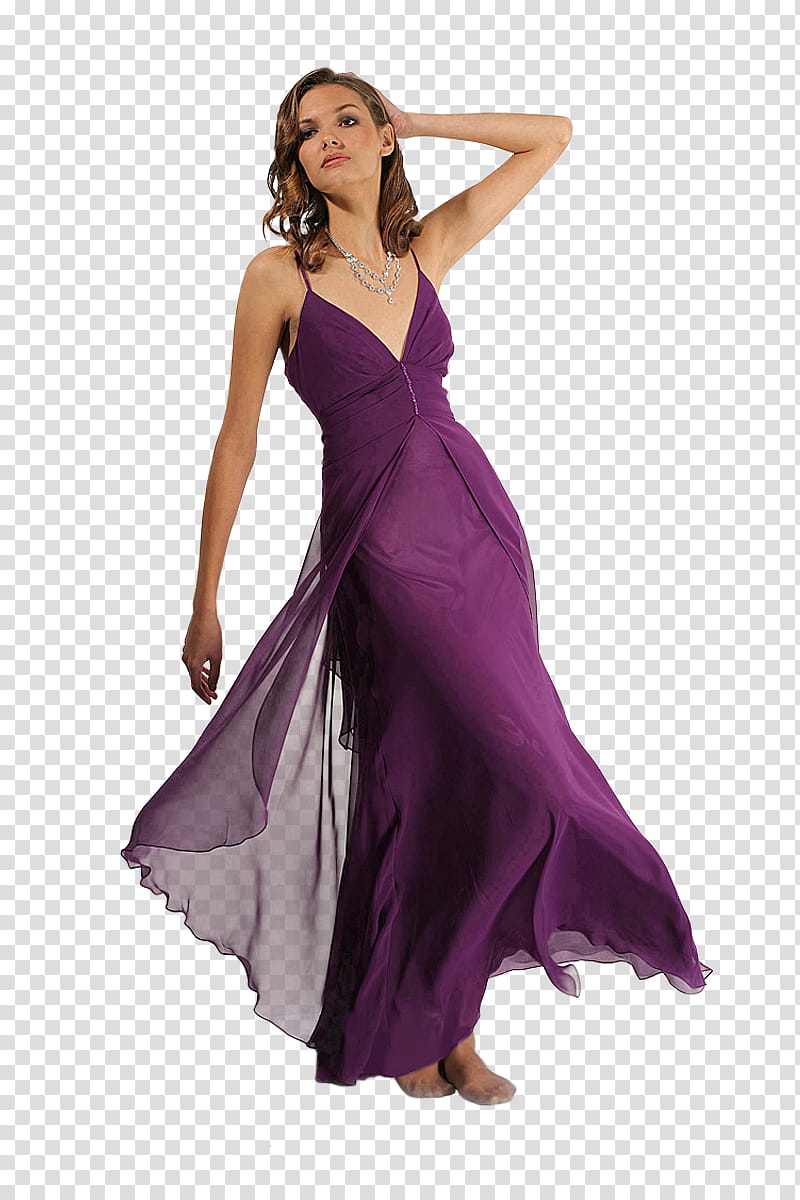 Purple Dress Ball Gown, woman wearing purple cami dress transparent background PNG clipart