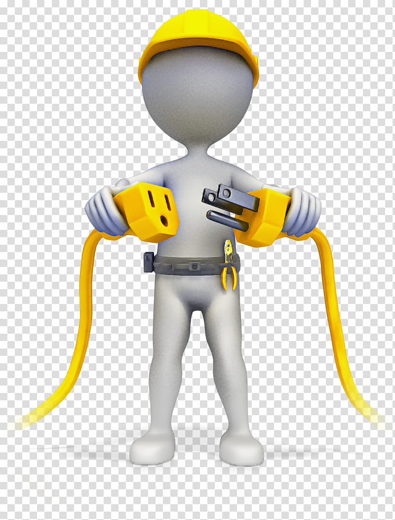 cartoon construction worker figurine animation electrician, Cartoon transparent background PNG clipart