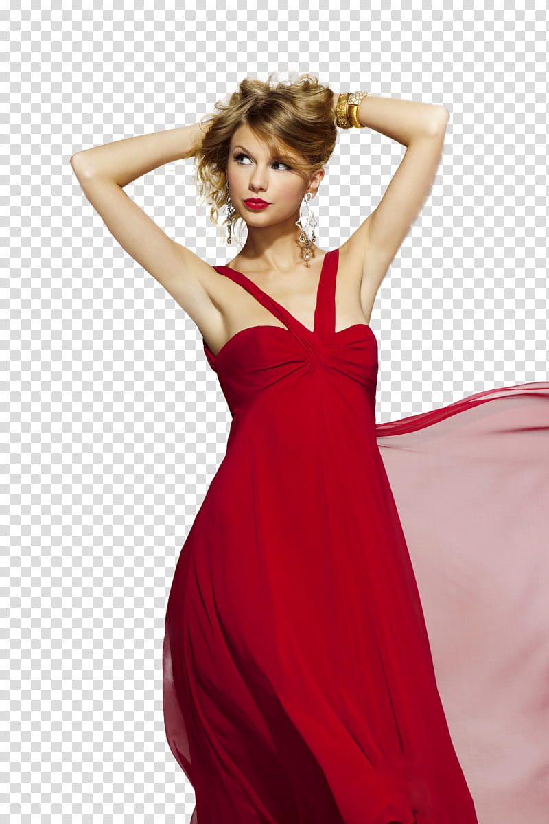 Taylor Swift, women's red sleeveless dress transparent background PNG clipart
