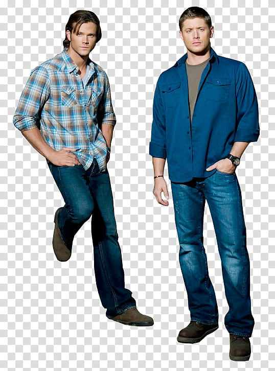 two men in blue denim jeans transparent background PNG clipart