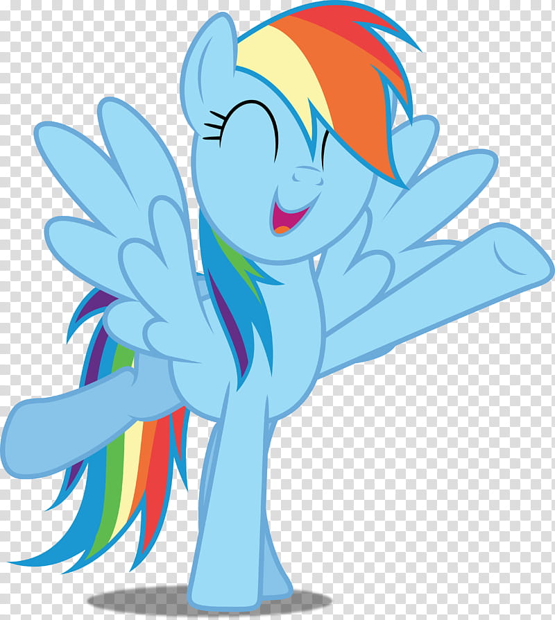 Rainbow Dash, happy blue pony with rainbow hair illustration transparent background PNG clipart