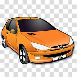 Peugeot  Icon , peugeot__orange, orange Peugeot -door hatchback transparent background PNG clipart
