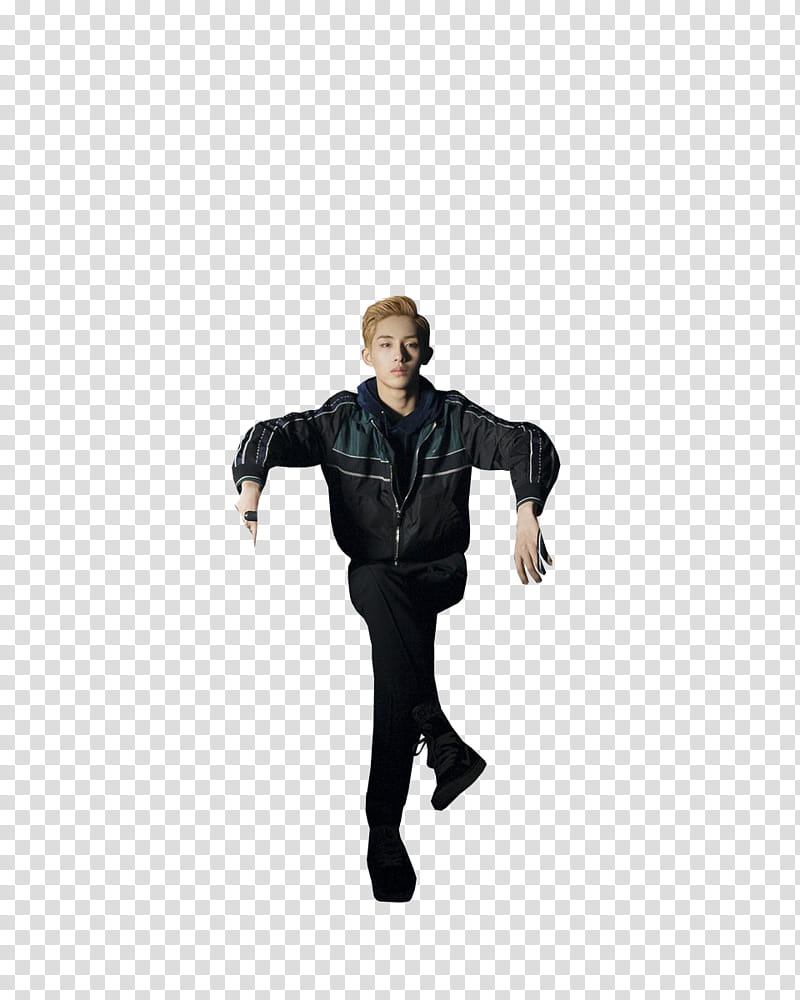 NCT U BOSS , man wearing black and teal full-zip jacket transparent background PNG clipart